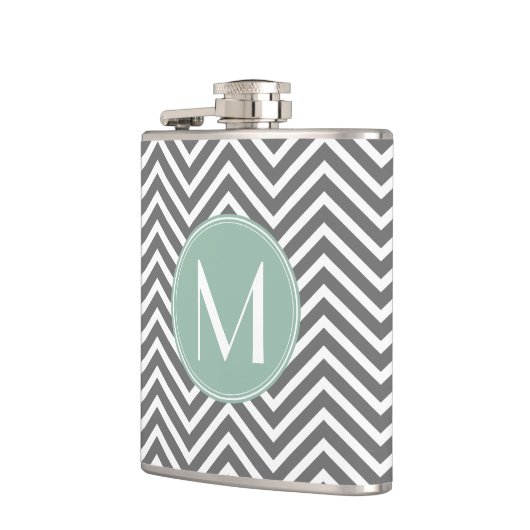 Kool en mint Groene Chevrons Aangepast monogram Heupfles (Links)