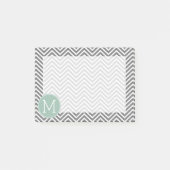 Kool en mint Groene Chevrons Aangepast monogram Post-it® Notes (Voorkant)