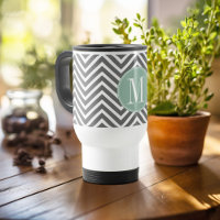 Kool en mint Groene Chevrons Aangepast monogram