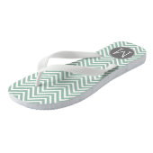 Kool en mint Groene Chevrons Aangepast monogram Teenslippers (Schuin)