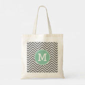 Kool en mint Groene Chevrons Aangepast monogram Tote Bag (Achterkant)