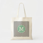Kool en mint Groene Chevrons Aangepast monogram Tote Bag (Voorkant)