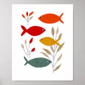 Kool en modern collagekunst met vissen poster (Voorkant)