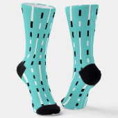 Kool en modern Memphis-stijl zwart, wit, turquoise Sokken (Gebogen)