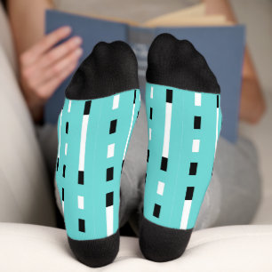 Kool en modern Memphis-stijl zwart, wit, turquoise Sokken