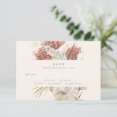 Kool en room | Pampas Grass Floral Wedding RSVP Kaartje (Staand voorkant)