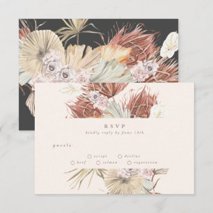 Kool en room   Pampas Grass Floral Wedding RSVP Kaartje