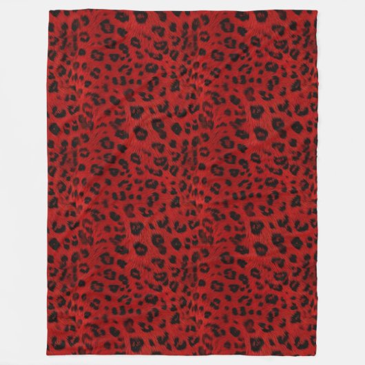 Kool en Warm: Rood & Zwart Luipaard Fleece Deken (Voorkant)