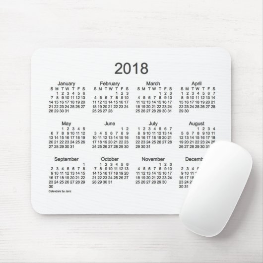 Kool en witte agenda 2018 van de Muismat van Janz (Met muis)