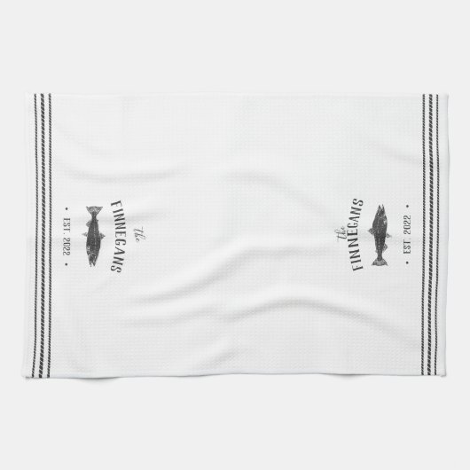 Kool en witte bijtende vis theedoek (Horizontaal)