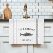 Kool en witte bijtende vis theedoek