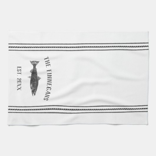 Kool en witte bijtende vis theedoek (Horizontaal)