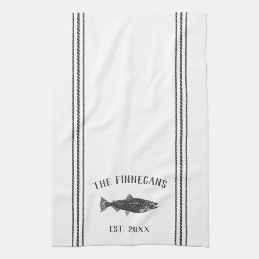 Kool en witte bijtende vis theedoek (Verticaal)