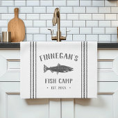 Kool en witte bijtende viskamp op maat theedoek