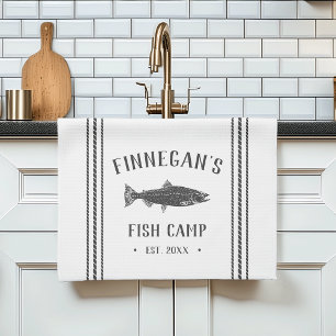 Kool en witte bijtende viskamp op maat theedoek