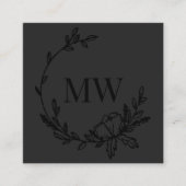 Kool- en zwarte handtekeningen, groot monogram vierkante visitekaartje (Voorkant)