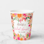 Kool fall bloemige waterverf chic bruidsmeisjesfee papieren bekers (Voorkant)