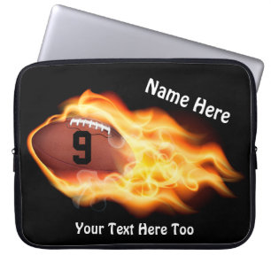 Kool Flaming Football Laptop Hoesje, PERSONALISEER Sleeve