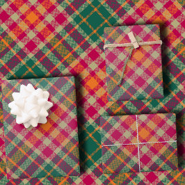 Kool Fuchsia Smaragdgroene Moderne Diagonale Plaid Inpakpapier Vel