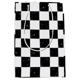 Kool Galaxy Zwart & Wit Geruit Klassiek Patroon Medium Cadeauzakje
