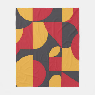 Kool Geometrisch Rood Geel Grijs Patroon uit het M Fleece Deken