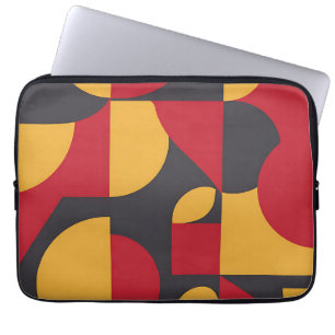 Kool Geometrisch Rood Geel Grijs Patroon uit het M Laptop Sleeve