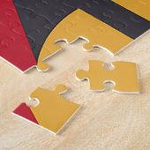 Kool Geometrisch Rood Geel Grijs Patroon uit het M Legpuzzel (Zijkant)