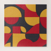 Kool Geometrisch Rood Geel Grijs Patroon uit het M Legpuzzel (Horizontaal)