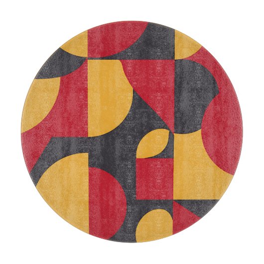Kool Geometrisch Rood Geel Grijs Patroon uit het M Snijplank (Voorkant)