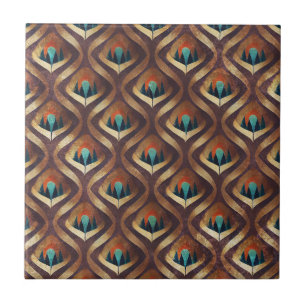 Kool Geometrische Art Deco in Teal en Bruine Tinte Tegeltje