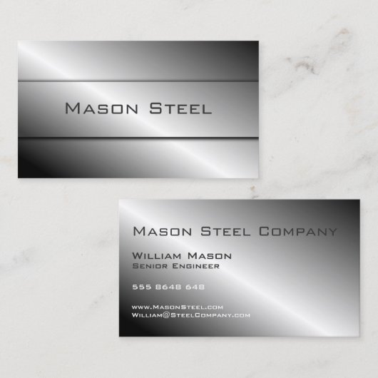 Kool gepolijst staal, Visitekaartje (Voorkant / Achterkant)