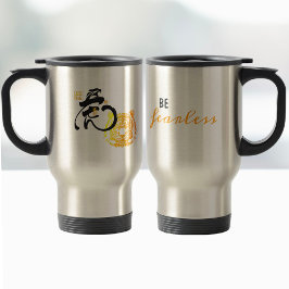 Kool Gezegde Fearless Tiger Art Inspirerend Quote Reisbeker