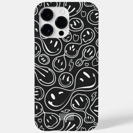 Kool glimlachend gezichtsmelting Smile Pattern BW Case-Mate iPhone Case (Achterkant)