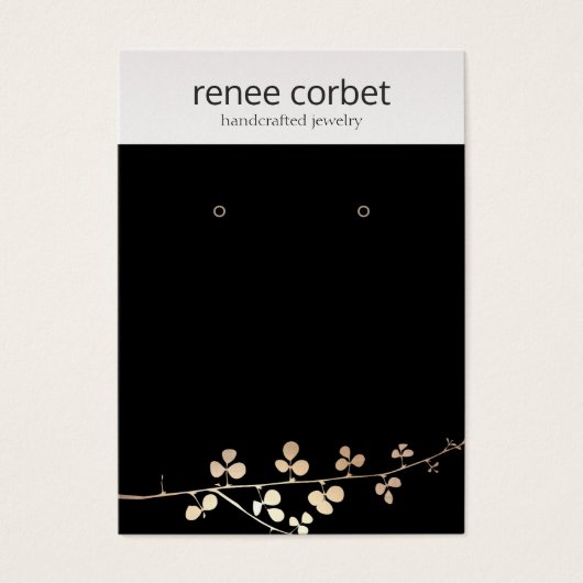 Kool Gold Branch Black Earring Display Holder Visitekaartje (Voorkant)