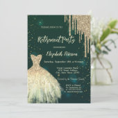 Kool Gold Glitter-schijven, Dress Green Retirement Kaart (Staand voorkant)