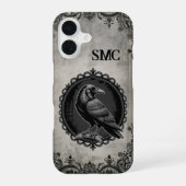 Kool Gothic Raven Monogram Initiaal iPhone 16 Hoesje (Achterkant)