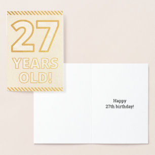 Kool, Goud Folie "27 JAAR OUD!" Verjaardagskaart Kaarten
