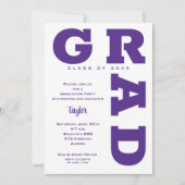 Kool GRAD Paars en Wit Afstuderen Kaart (Voorkant)