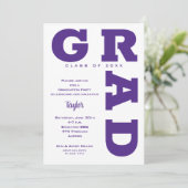 Kool GRAD Paars en Wit Afstuderen Kaart (Staand voorkant)