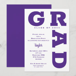 Kool GRAD Paars en Wit Afstuderen Kaart