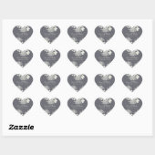 Kool Gray  Flowers Wedding Heart Seal Hart Sticker (Vel)