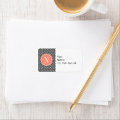 Kool Gray Polka Dot met Coral Monogram Etiket (Insitu)