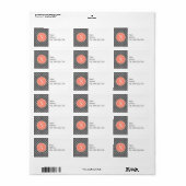 Kool Gray Polka Dot met Coral Monogram Etiket (Full Sheet)