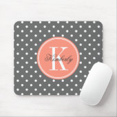 Kool Gray Polka Dot met Coral Monogram Muismat (Met muis)