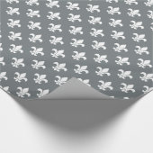 Kool Gray White Fleur de Lis Pattern Cadeaupapier (Hoek)