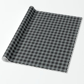 Kool Grijze Zwarte Buffalo Pset Tartan Cadeaupapier (Uitgerold)