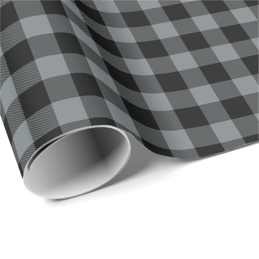 Kool Grijze Zwarte Buffalo Pset Tartan Cadeaupapier (Rol Hoek)