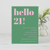 Kool Hedendaags Retro Roze Groen 21e Verjaardag