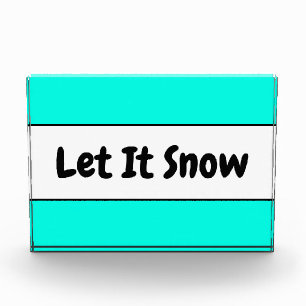 Kool Heldere White Mint Blue LAAT IT SNEEUW-tekst Fotoblokken