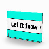 Kool Heldere White Mint Blue LAAT IT SNEEUW-tekst Fotoblokken (Rechts)